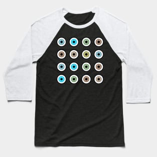 googly eyes pattern on a black background Baseball T-Shirt